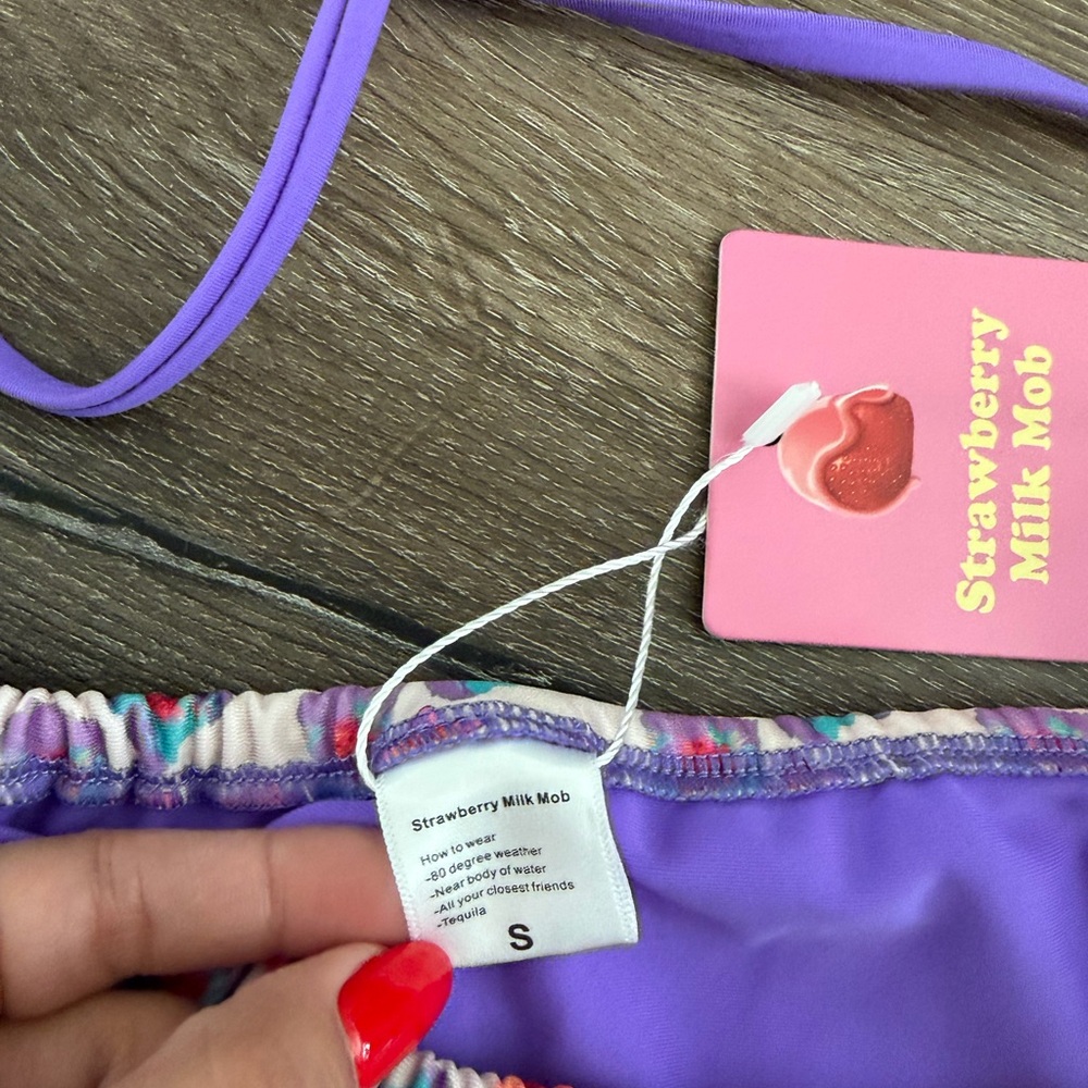 Strawberry Milk Mob Purple Floral Bikini - Picture 2 of 5